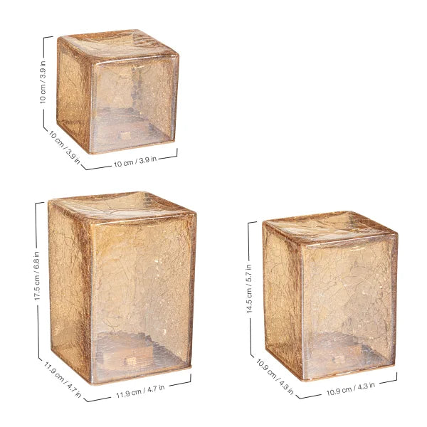 Evergreen LED Glass Cubes and Spheres Towers, Set of 3