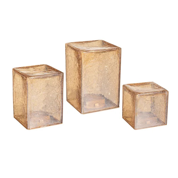 Evergreen LED Glass Cubes and Spheres Towers, Set of 3