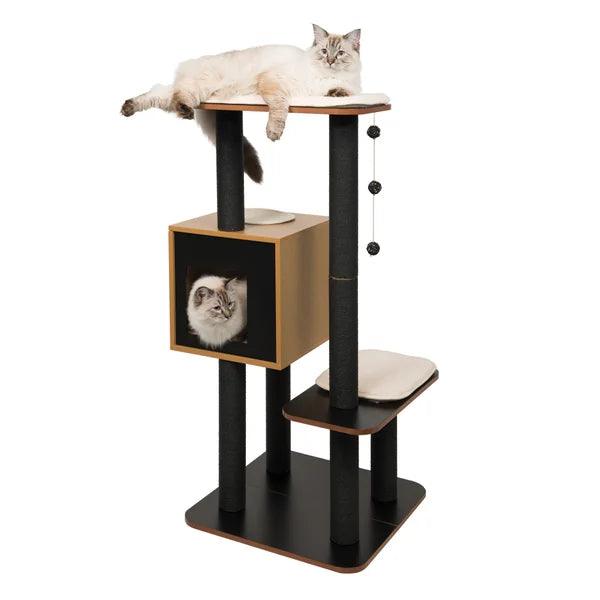 Vesper High Base 47.8 inch Cat Tree, 3 Levels and 1 Condo, Black