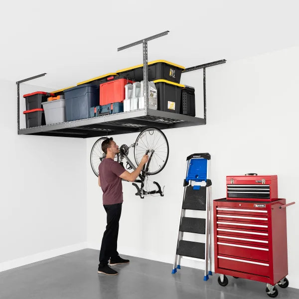 SafeRacks Super Duty 4 ft x 8 ft Overhead Garage Storage Rack and Accessories Kit