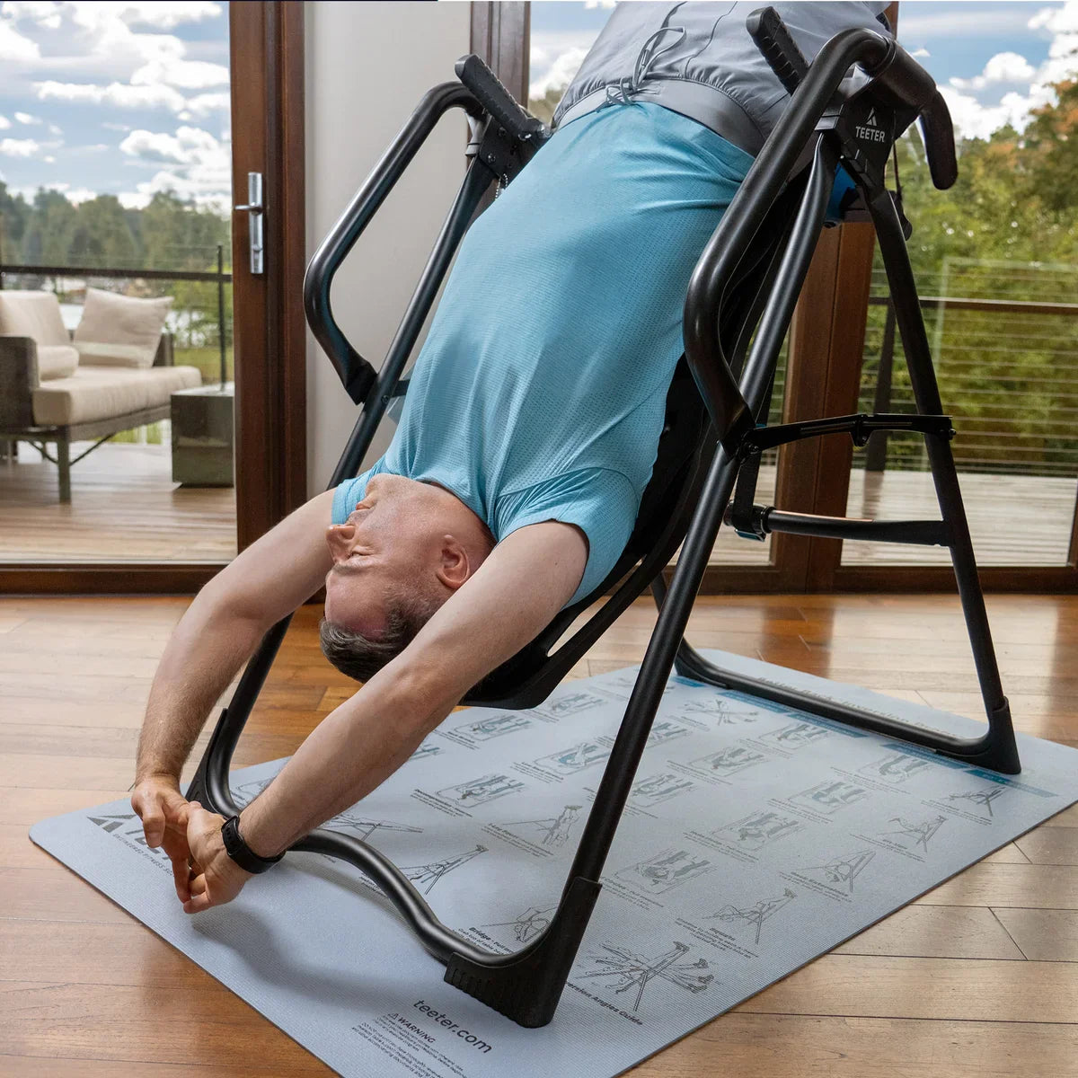 Teeter FitSpine FX-3 Inversion Table w/ Heat & Vibration Cushion + Mat