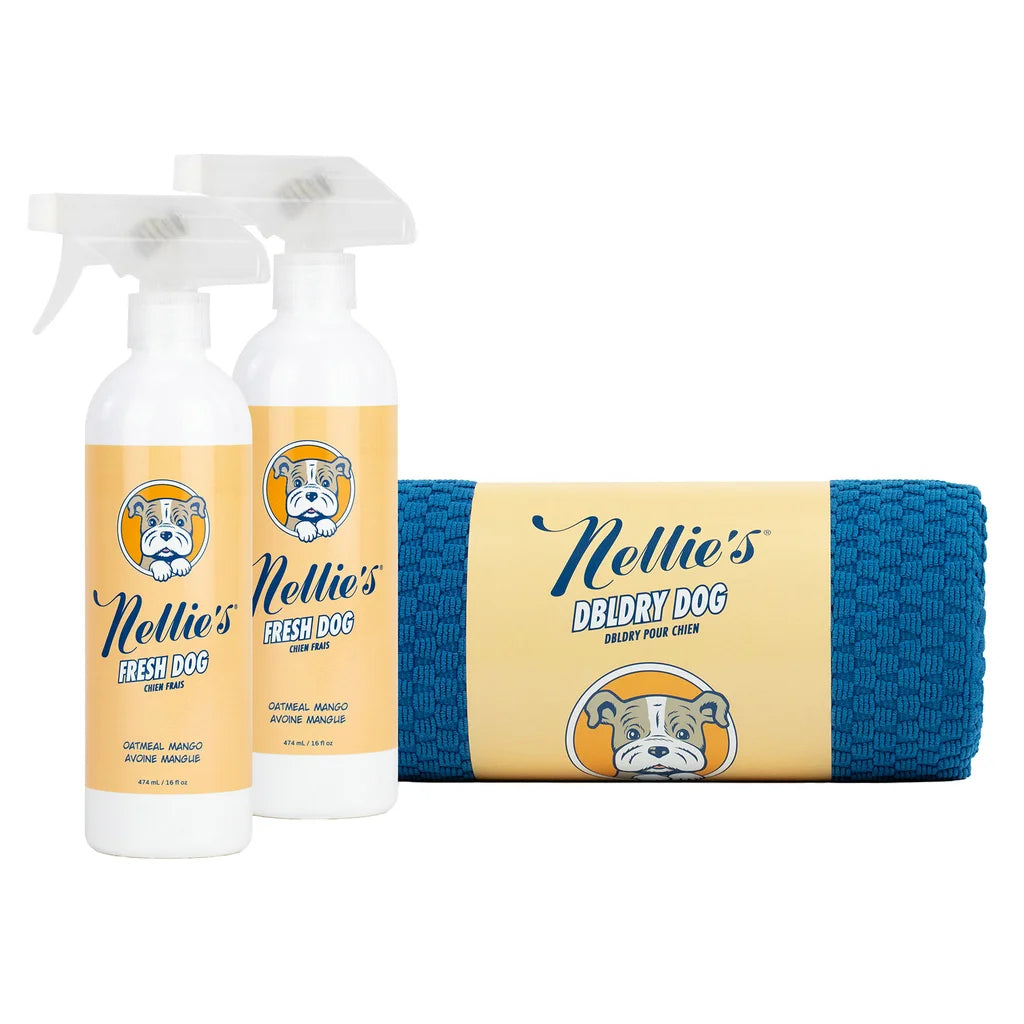 Nellie's Dog Towel and Waterless Dog 16 fl oz Shampoo Bundle