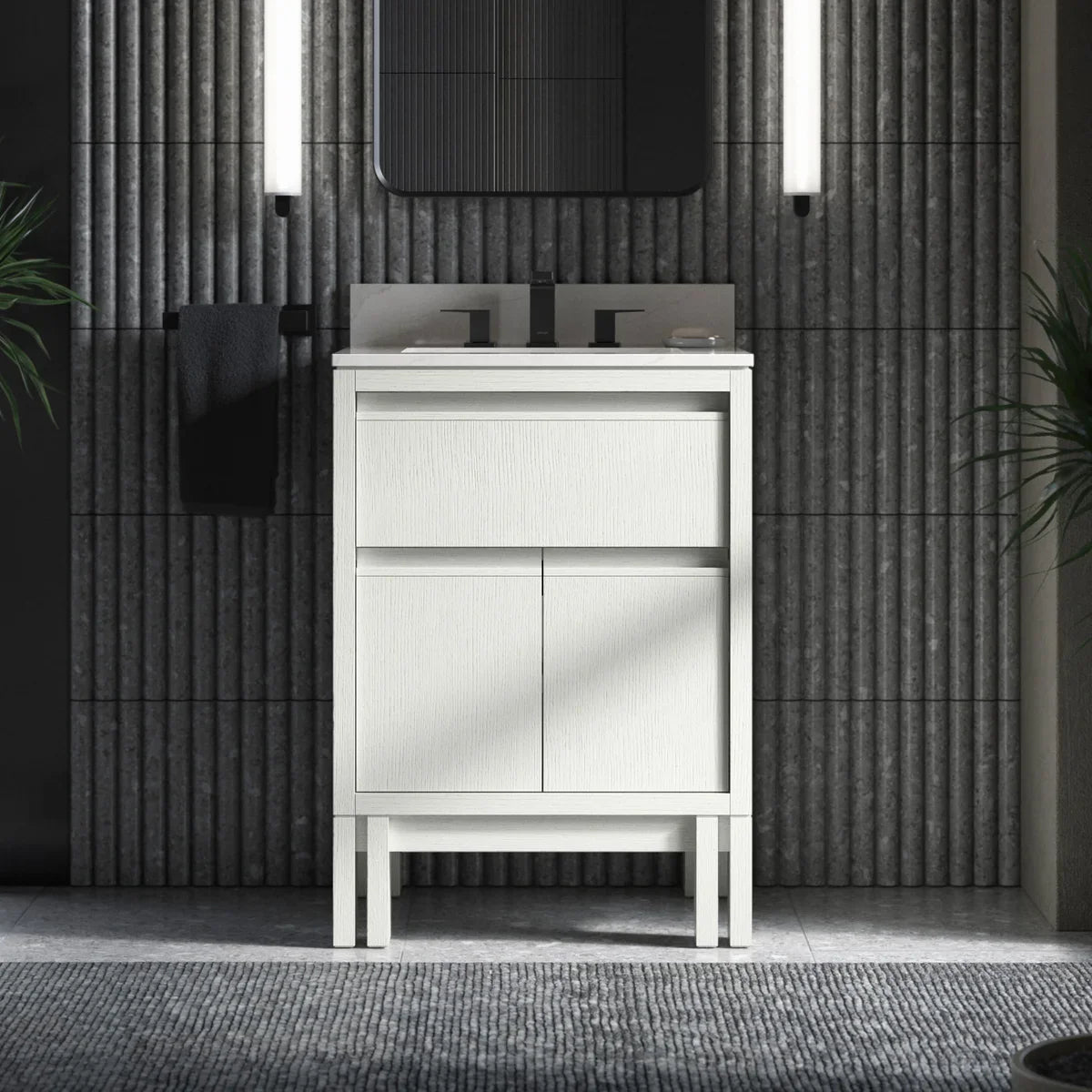 Kohler Solive Bathroom Vanity with Sink and Quartz Top in White