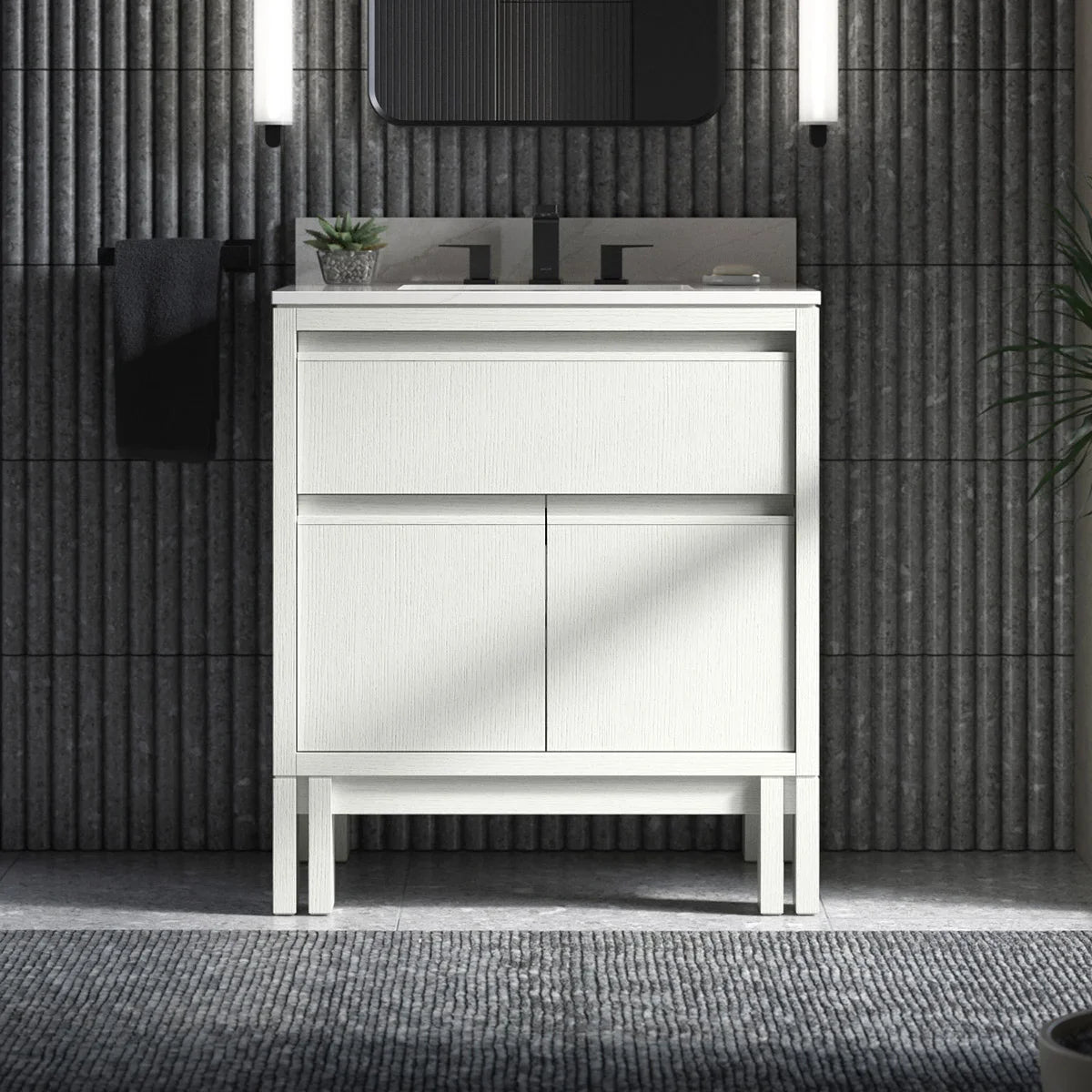 Kohler Solive Bathroom Vanity with Sink and Quartz Top in White