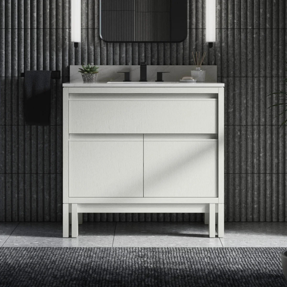 Kohler Solive Bathroom Vanity with Sink and Quartz Top in White