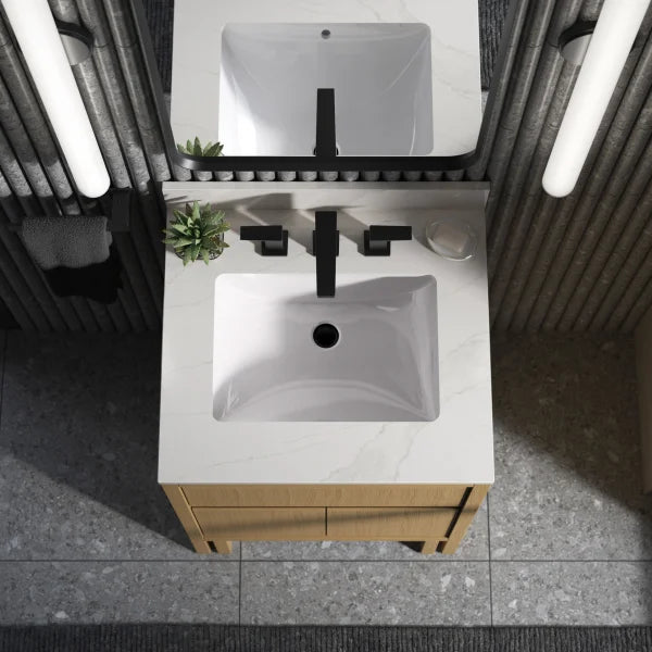 Kohler Solive Bathroom Vanity with Sink and Quartz Top in Oak