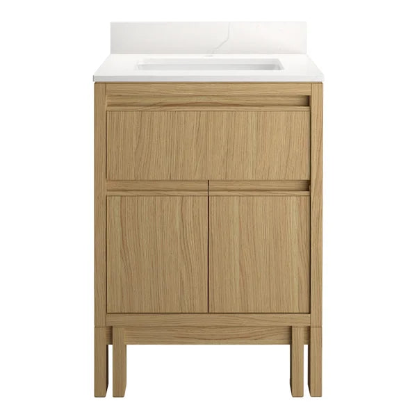 Kohler Solive Bathroom Vanity with Sink and Quartz Top in Oak