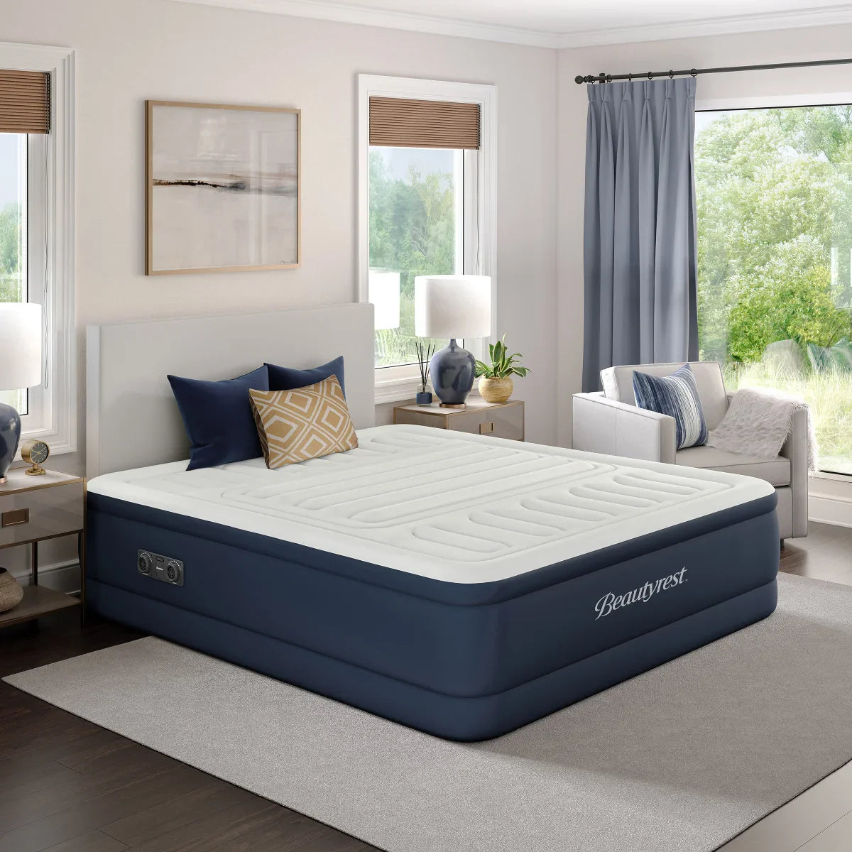 Beautyrest 20" Lumbar Adjust 3-Zone Adjustable Air Bed with Built-in Pump