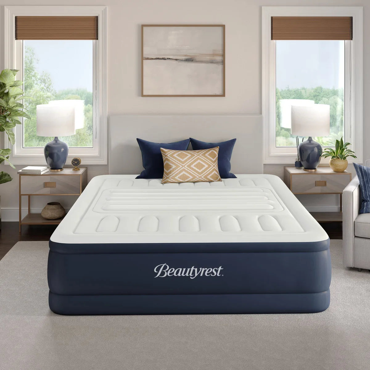 Beautyrest 20" Lumbar Adjust 3-Zone Adjustable Air Bed with Built-in Pump