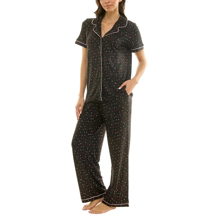 Jaclyn Women's Valentine's Day 3-piece Notch Collar PJ Set