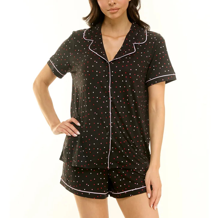 Jaclyn Women's Valentine's Day 3-piece Notch Collar PJ Set
