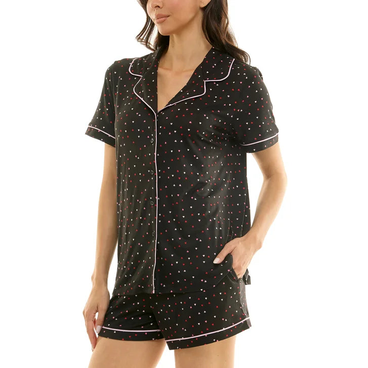 Jaclyn Women's Valentine's Day 3-piece Notch Collar PJ Set
