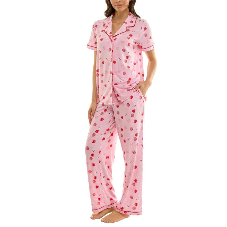 Jaclyn Women's Valentine's Day 3-piece Notch Collar PJ Set