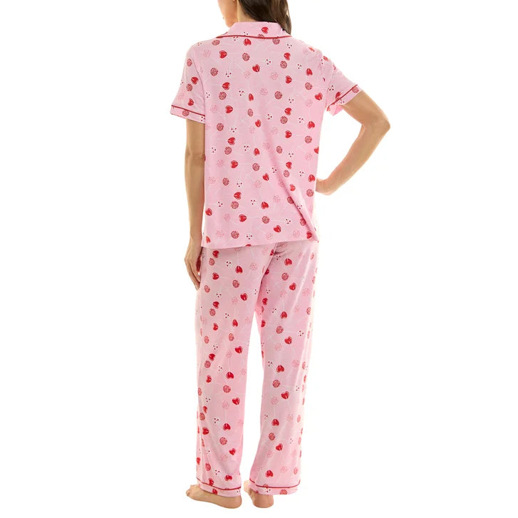 Jaclyn Women's Valentine's Day 3-piece Notch Collar PJ Set