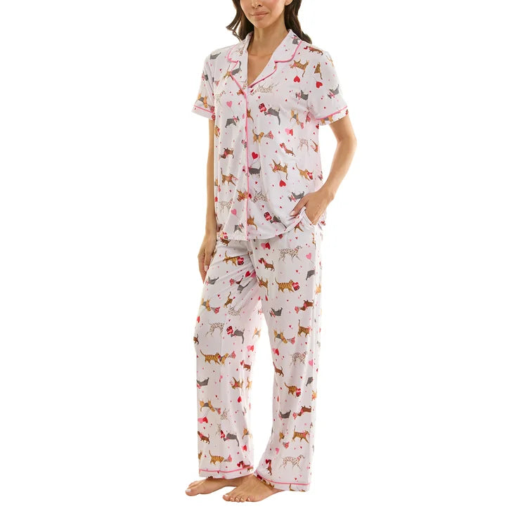 Jaclyn Women's Valentine's Day 3-piece Notch Collar PJ Set