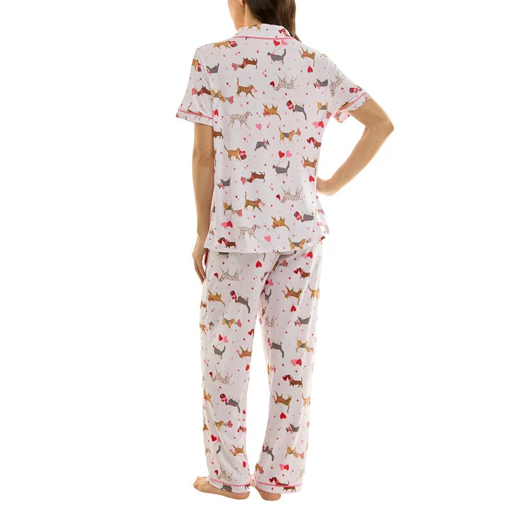 Jaclyn Women's Valentine's Day 3-piece Notch Collar PJ Set