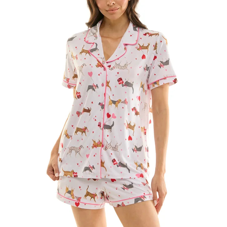 Jaclyn Women's Valentine's Day 3-piece Notch Collar PJ Set