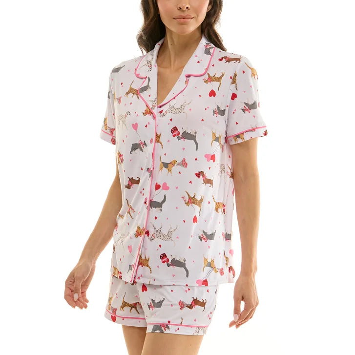 Jaclyn Women's Valentine's Day 3-piece Notch Collar PJ Set
