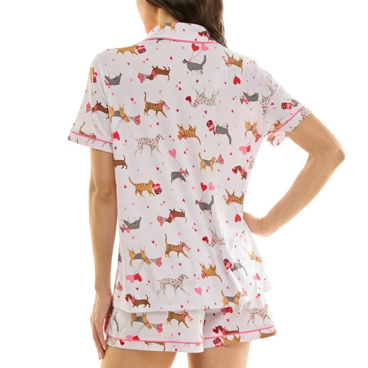 Jaclyn Women's Valentine's Day 3-piece Notch Collar PJ Set