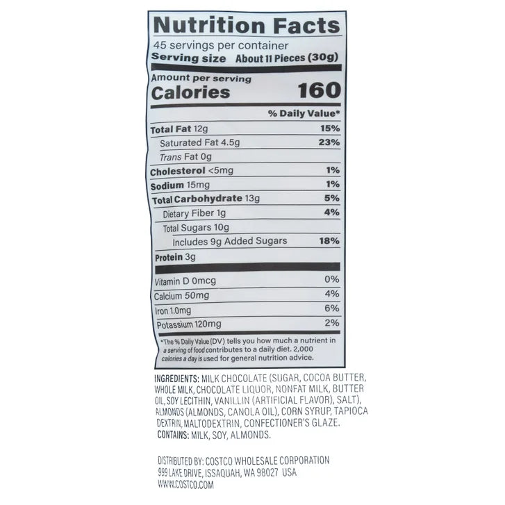 Kirkland Signature Milk Chocolate Covered Almonds, 48 oz