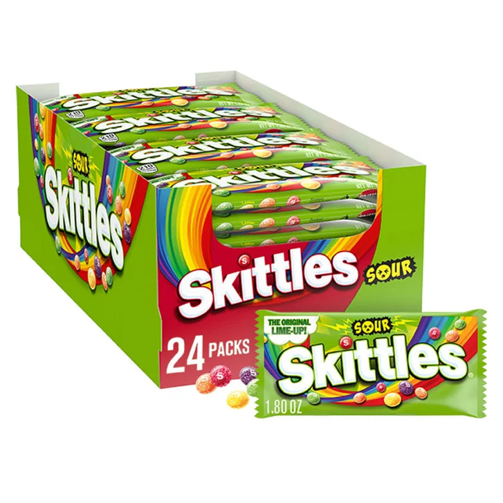Skittles Bite Size Candy,  Sour, 1.8 oz, 24-count