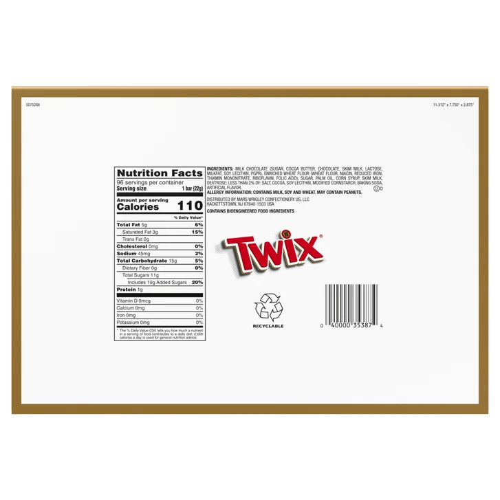 Twix Share Size Chocolate Caramel Cookie Candy Bar, 3.02 oz, 24-count