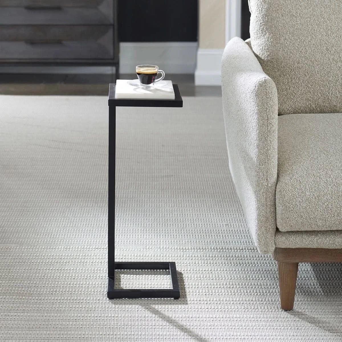 Cailin 23" Side Table, White Marble