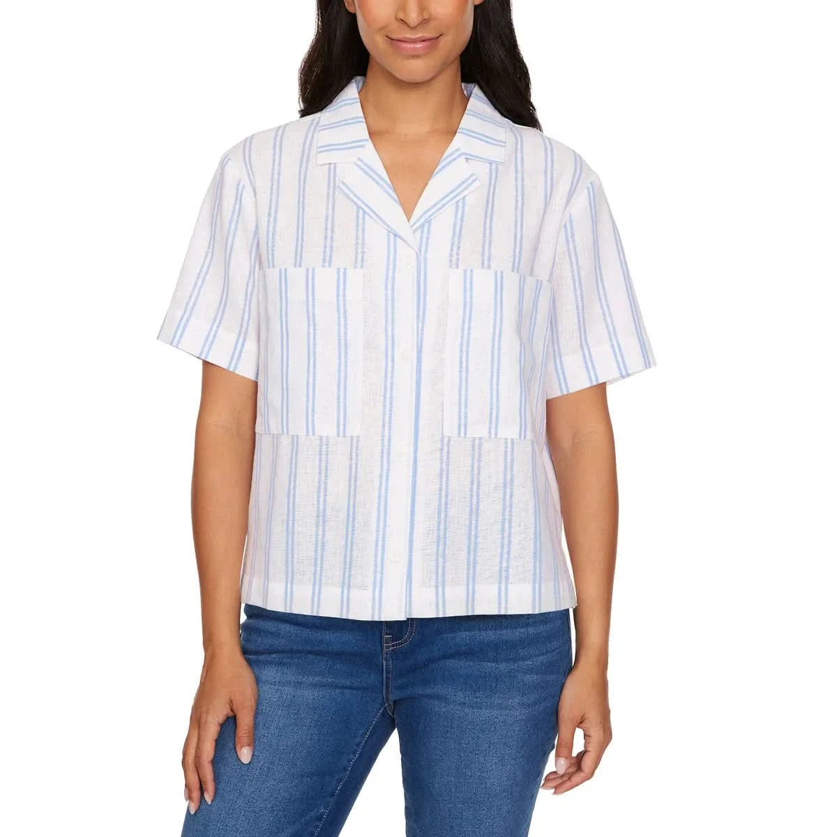 Buffalo Women's Linen Blend Button Front Shirt