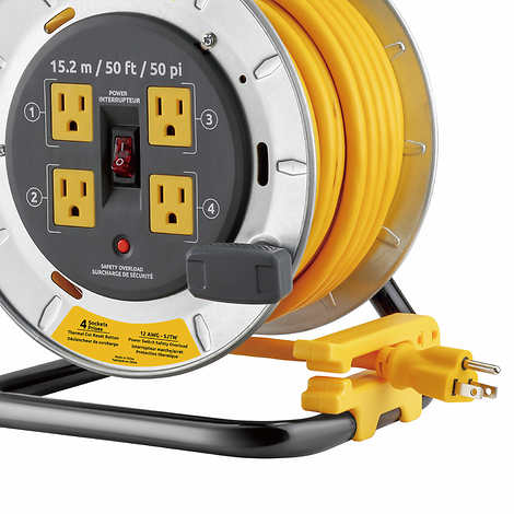 Link2Home Professional Grade Metal Cord Reel 50ft 12AWG Extension Cord