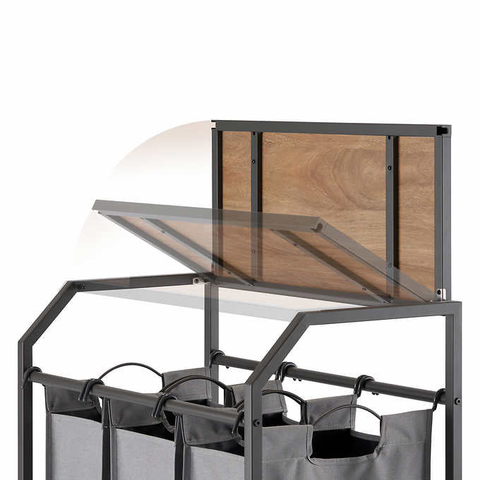 Trinity 3-bag Laundry Cart with Flip-up Top
