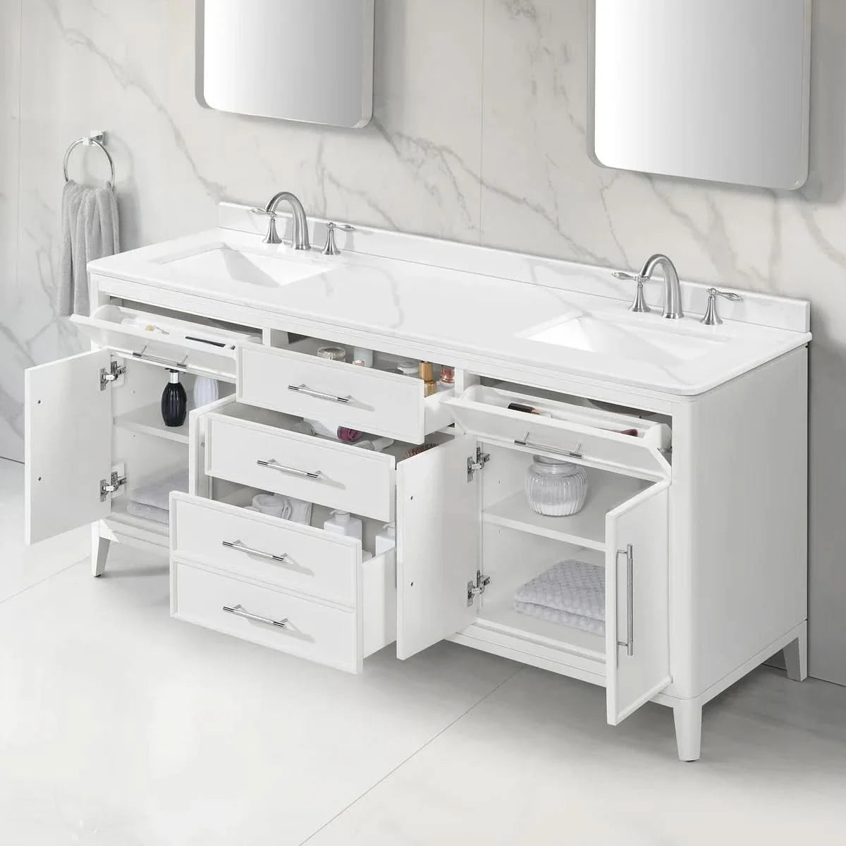 Loxley Rowe Venice Vanity with Quartz Top in White