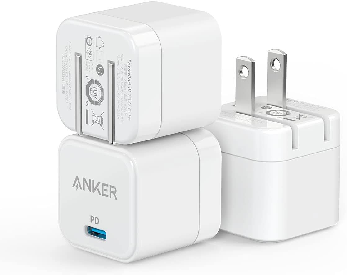 Anker USB C Charger, 3-Pack 20W Fast Charger (Foldable Plug)