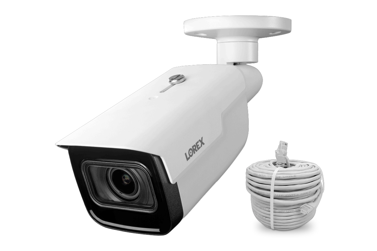 Lorex 4K IP Wired Bullet Security Camera with Motorized Varifocal Lens and Real-Time 30FPS Recording