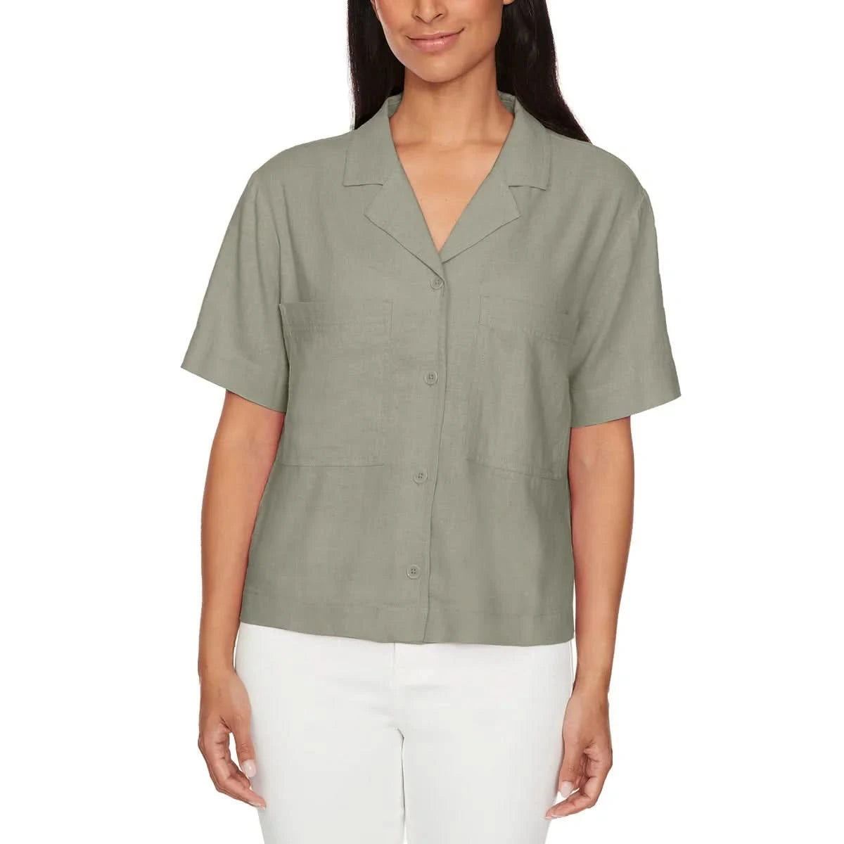 Buffalo Women's Linen Blend Button Front Shirt