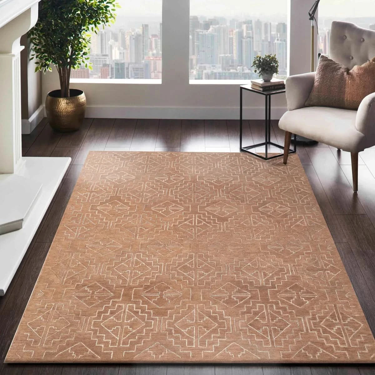 Obeetee Nomad Wool Area Rug Collection, Garima Rust