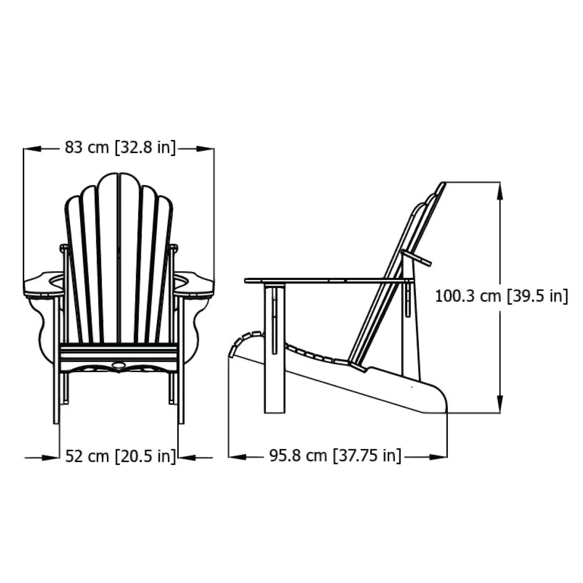 Leisure Line Classic Woodgrain Adirondack Chair by Tangent