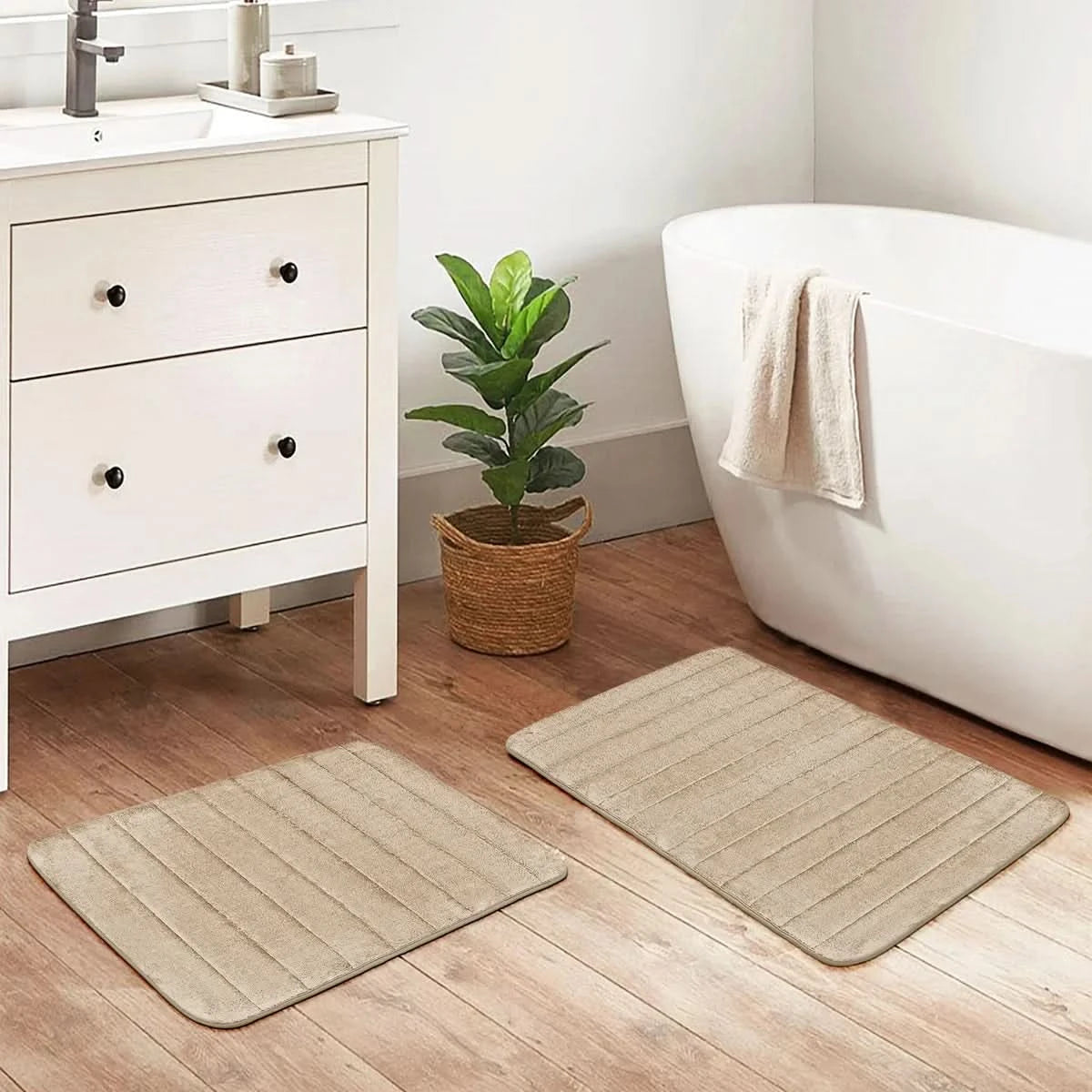 Channel Stitch Memory Foam Bath Mat, 2 Pack