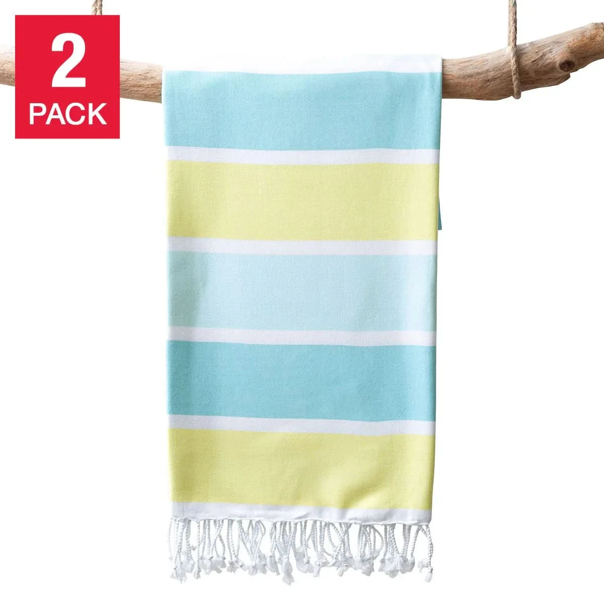Turkish Towel Company Caribbean Summer Stripe Peshtemal Towel, 2-piece