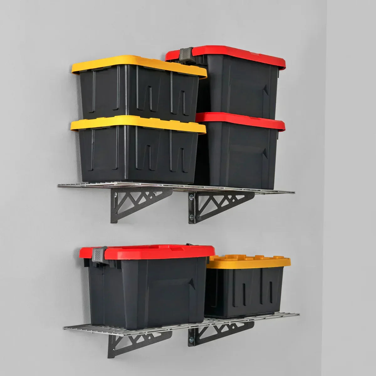 SafeRacks Wall Shelf Combo Kit, Two Shelves, Four Deck Hooks