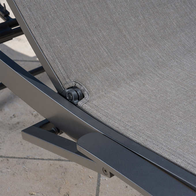 SunVilla Commercial Sling Wave Chaise Lounge with Adjustable Armrests, 2-Pack