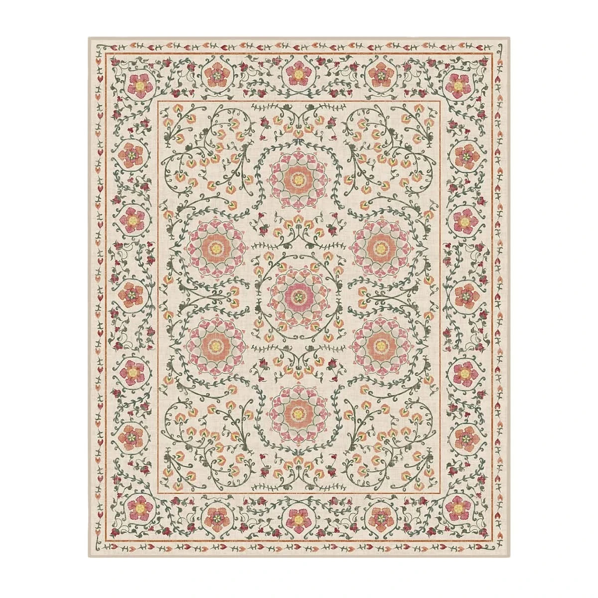 Ruggable Flatwoven Washable Suzani Rug, 8’ x 10’