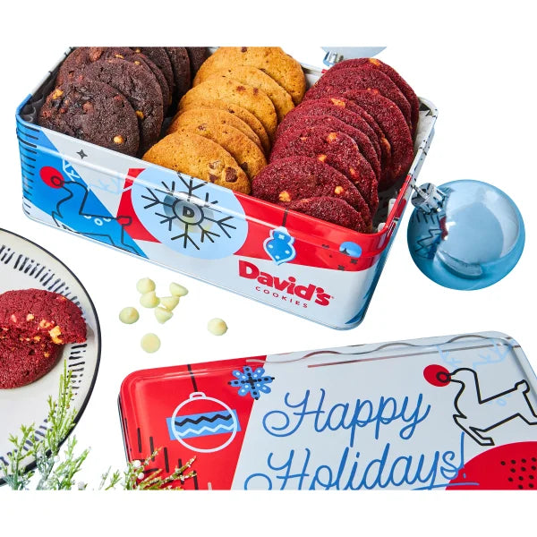 David’s Cookies Winter Wonderland Mini Cookie Bites Tin (Pack of 24) One Ship-to Address Per Case