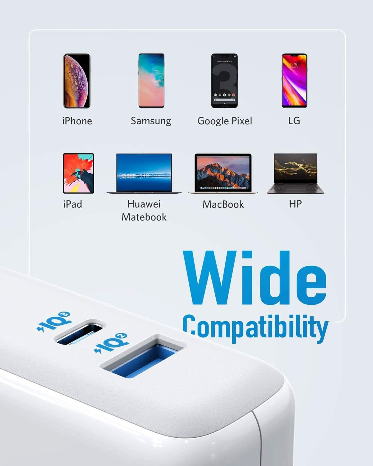 Anker 60W GaN Charger, PowerPort Atom III, iPhone 13/12 Compatible, White/Black