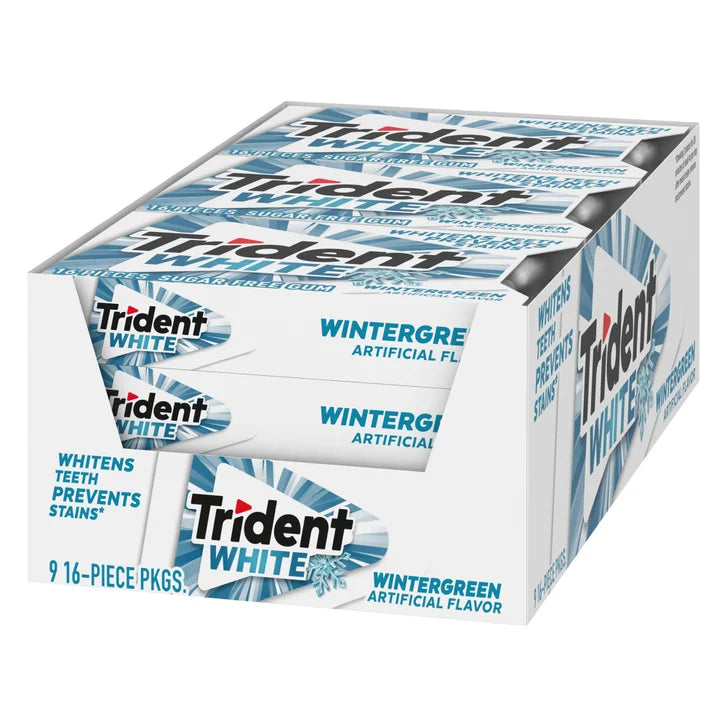 Trident White Sugar Free Gum, Wintergreen, 16 Pieces, 9-count