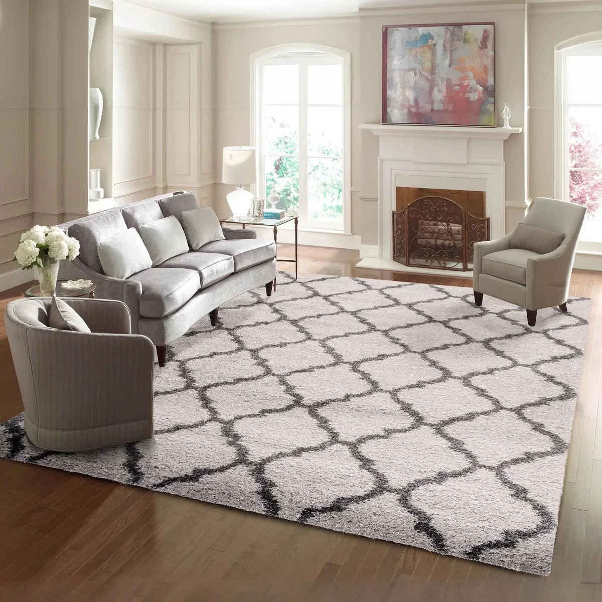 Thomasville Marketplace Luxury Shag Rug, Trellis, 9’5” x 13’