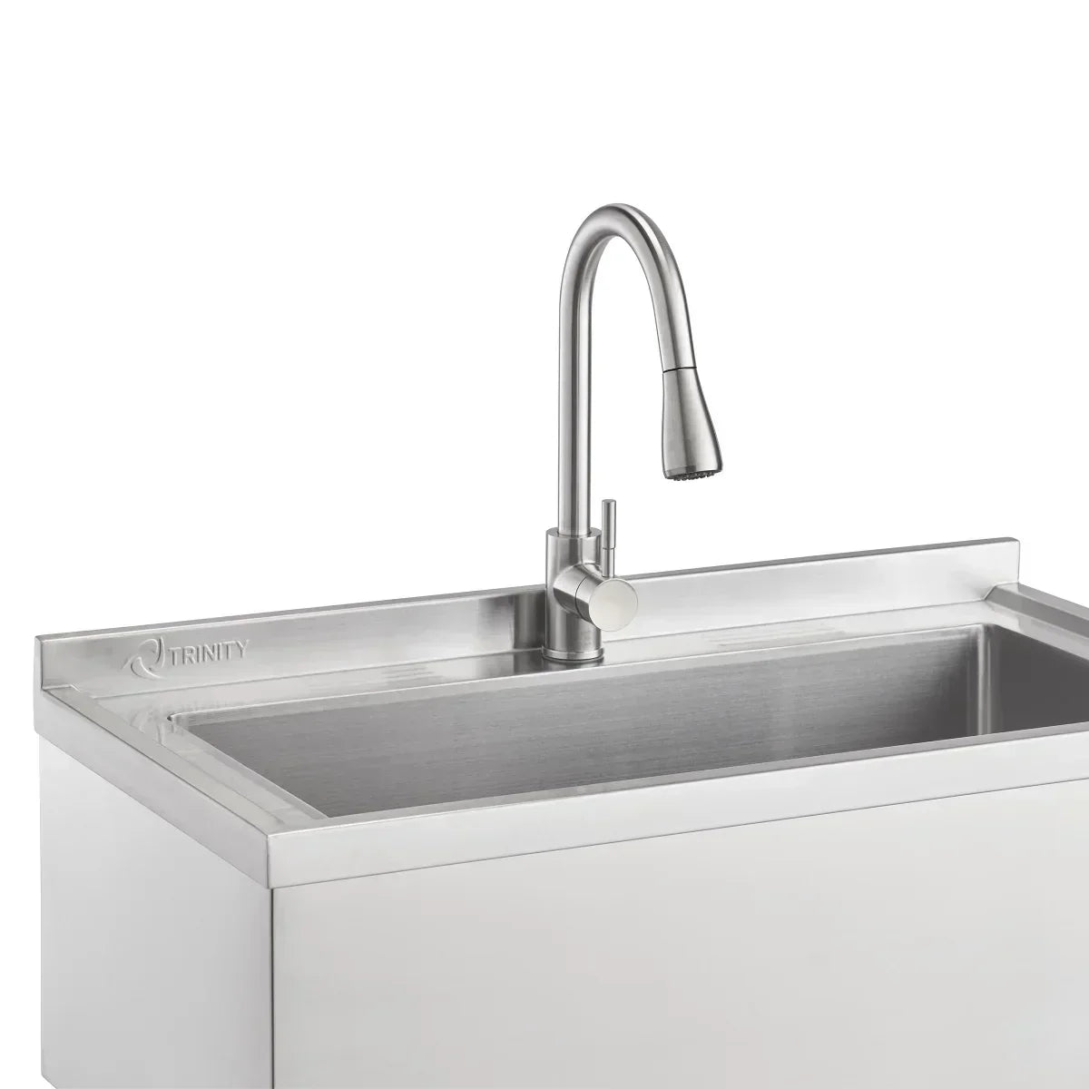 TRINITY 30" x 14" Basin Stainless Steel Utility Sink with Pull-down Faucet