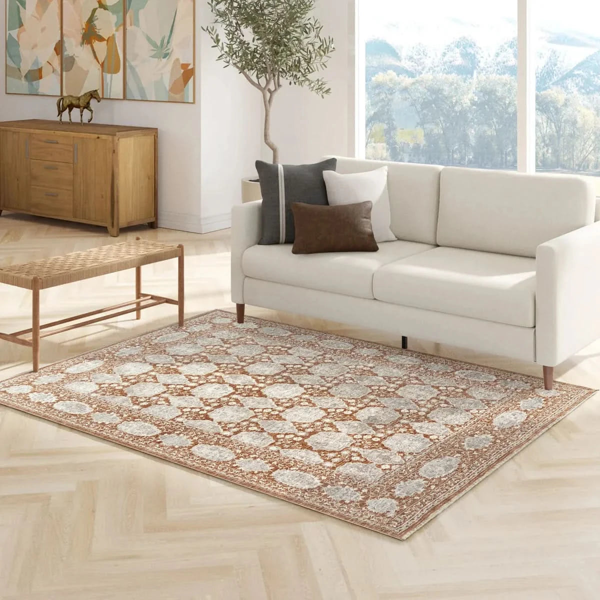 Prima Area Rug Collection, Eta Rust