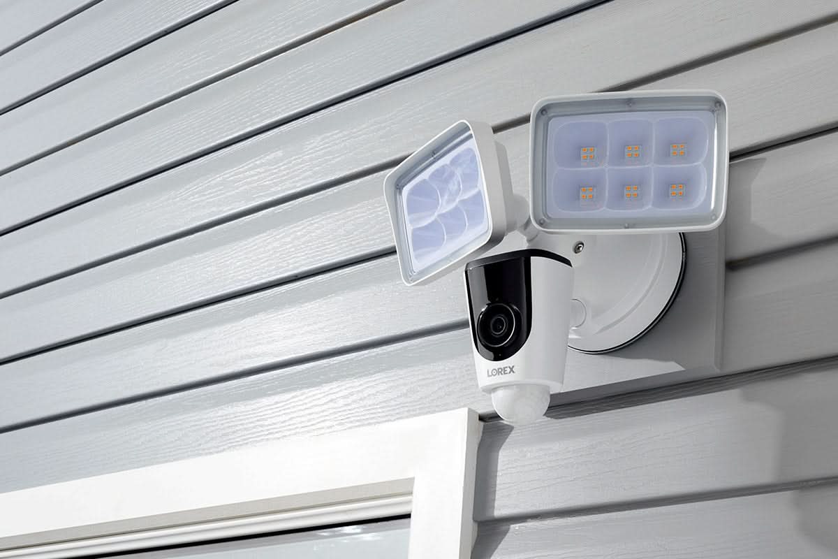 Lorex 1080p Wi-Fi Floodlight Camera and 2K Wired Video Doorbell with Active Deterrence