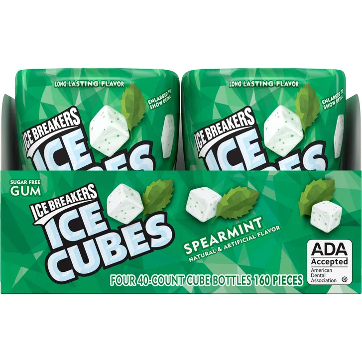 Ice Breakers Ice Cubes Sugar Free Gum, Spearmint, 40 pieces, 4-count