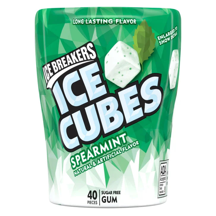 Ice Breakers Ice Cubes Sugar Free Gum, Spearmint, 40 pieces, 4-count